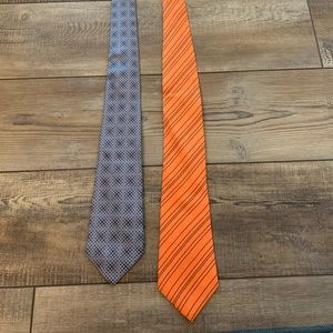 2 Hermès Men's Ties, Black/Gray & Orange/Brown